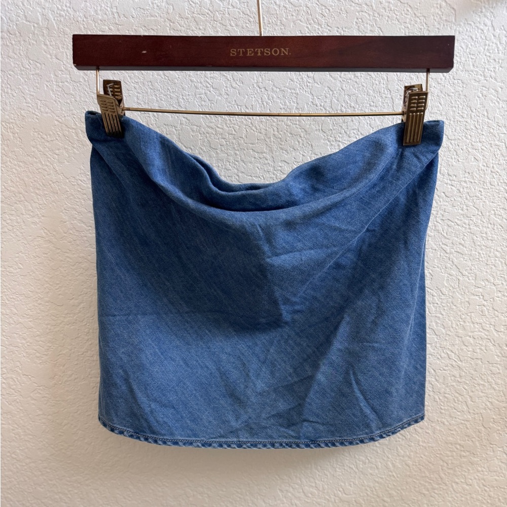 Stetson Western Denim Cropped Tube Top Size Small